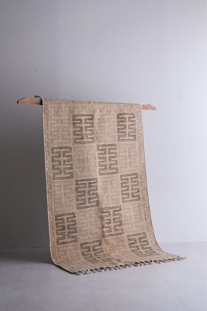 153×86 モロッコ　ベニワレン　新品　ウール　ブラウン　ベージュ