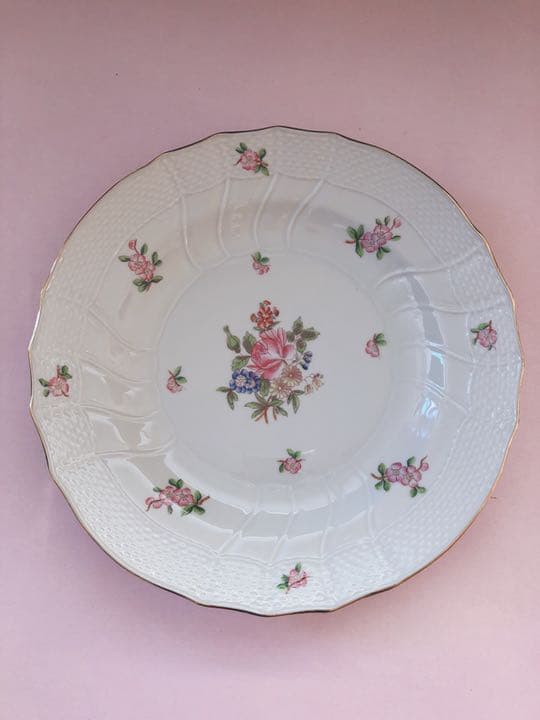 ヴィンテージ　ヘレンド　ブーケのディナープレート3枚セット　ブーケコルネリア