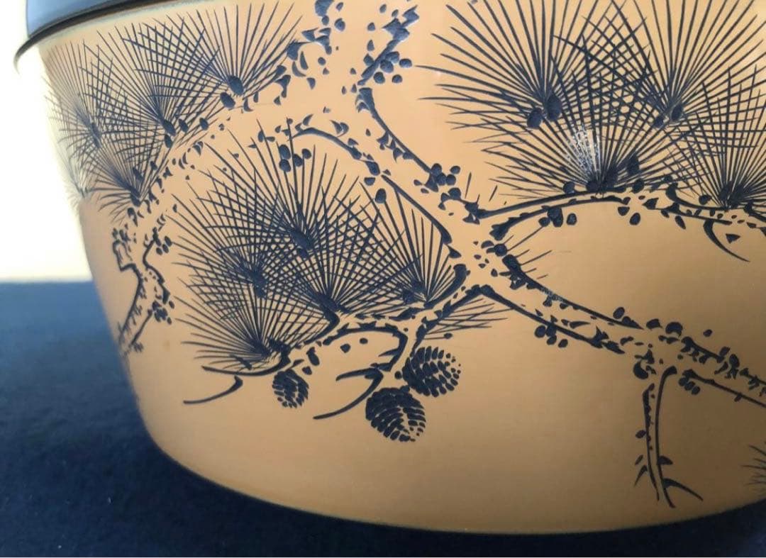 《R》輪島塗 松文彫 水指 前大峰 花押 底印 共箱 260202く3