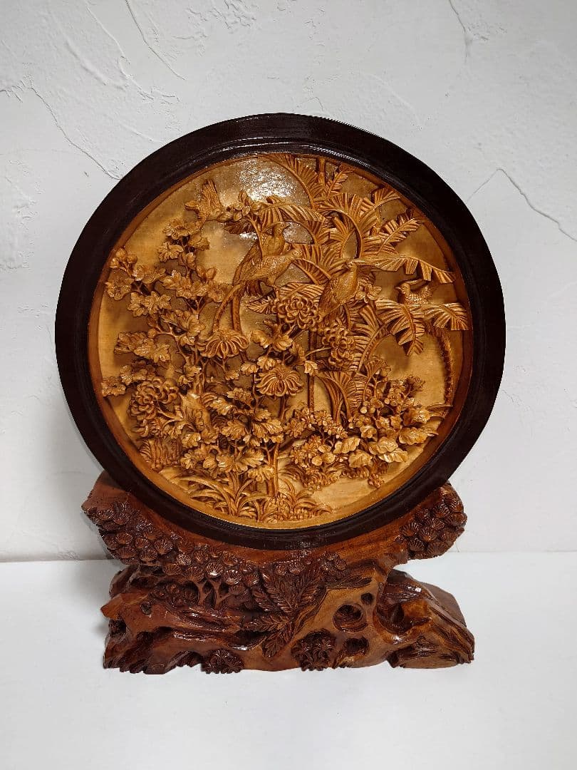 木製 木彫 彫刻 雉 キジ きじ アンティーク インテリア雑貨 縁起物 置物