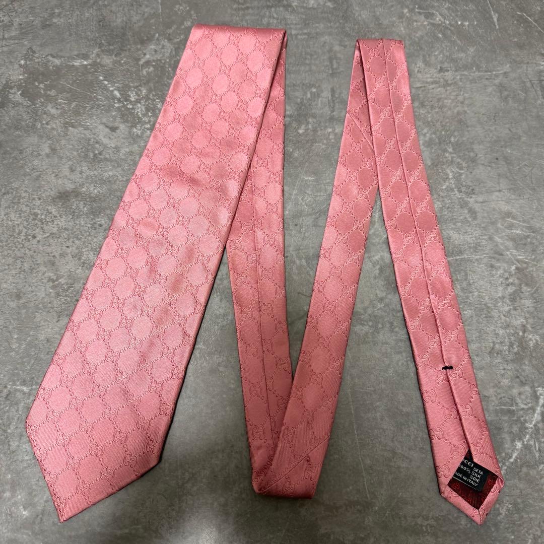【✨美品✨】GUCCI グッチ ネクタイ ピンク インターロッキング GG 桜色