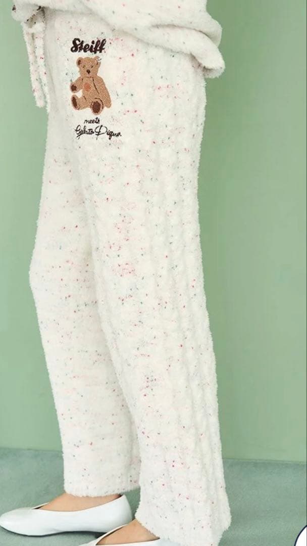 新品タグ付 ジェラートピケ 【Steiff】パウダーネップアランロングパンツ