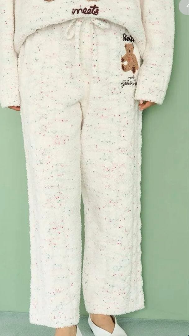 新品タグ付 ジェラートピケ 【Steiff】パウダーネップアランロングパンツ