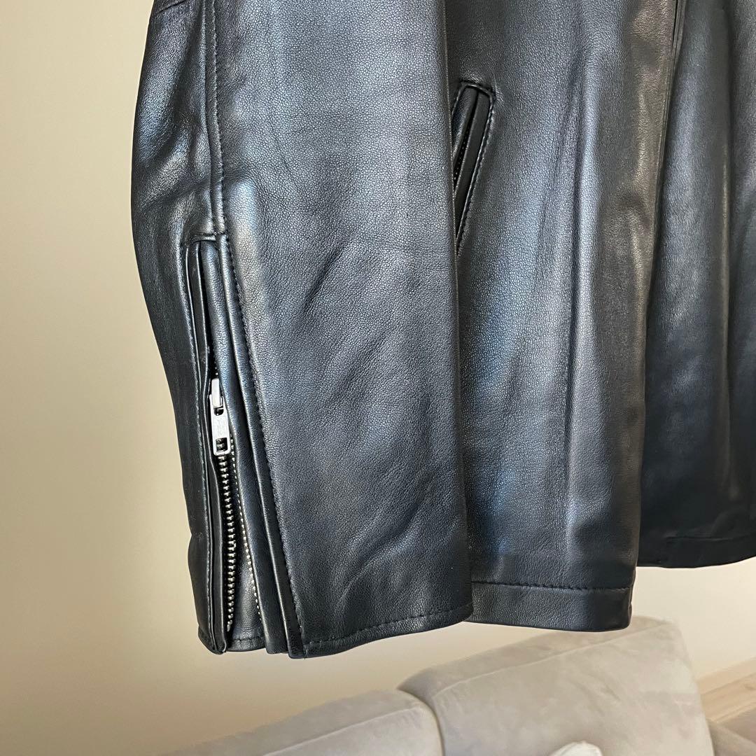 HARE シングルライダース ノーカラー レザージャケット 黒 S 未使用級
