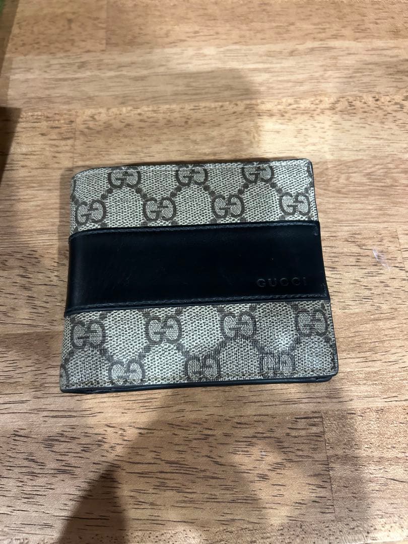 GUCCI グッチ 二つ折り財布 GGスプリーム PVC メンズ　正規店購入
