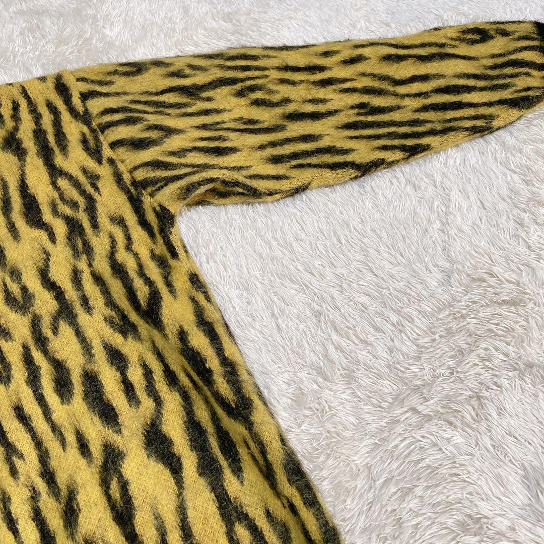 希少　完売品　ワコマリア　モヘア　カーディガン　レオパード　イエロー　Ｍ　メンズ