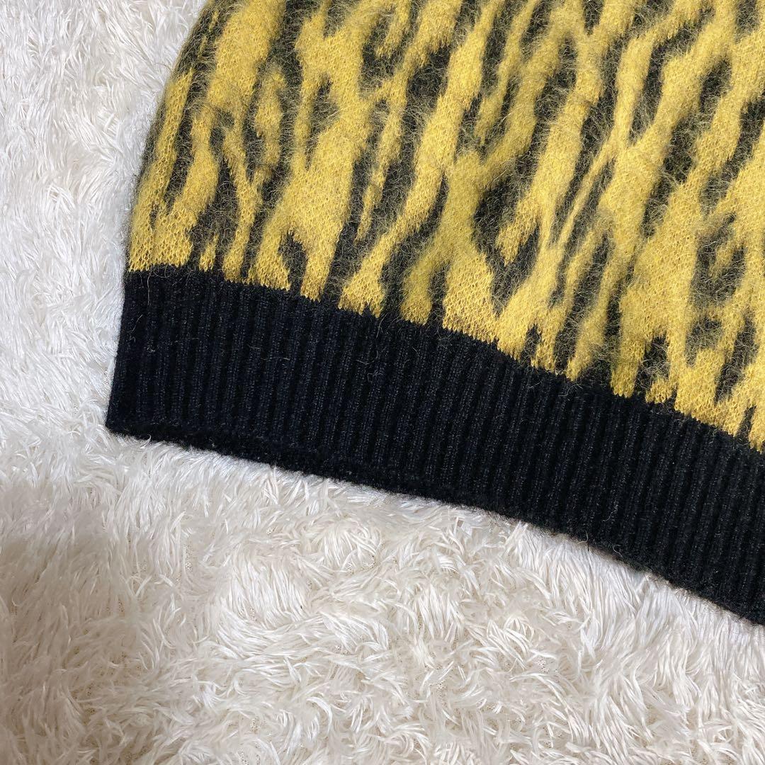 希少　完売品　ワコマリア　モヘア　カーディガン　レオパード　イエロー　Ｍ　メンズ