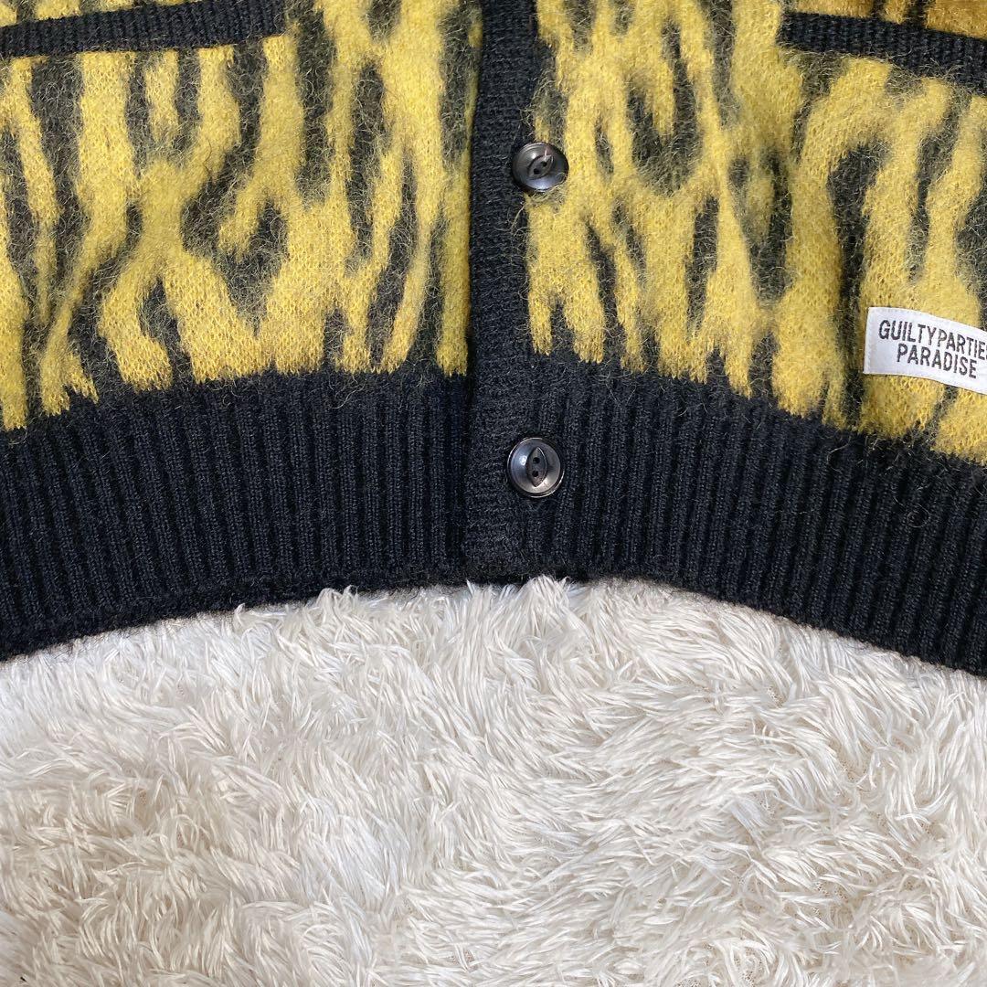 希少　完売品　ワコマリア　モヘア　カーディガン　レオパード　イエロー　Ｍ　メンズ