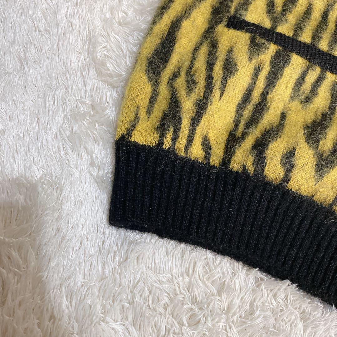 希少　完売品　ワコマリア　モヘア　カーディガン　レオパード　イエロー　Ｍ　メンズ