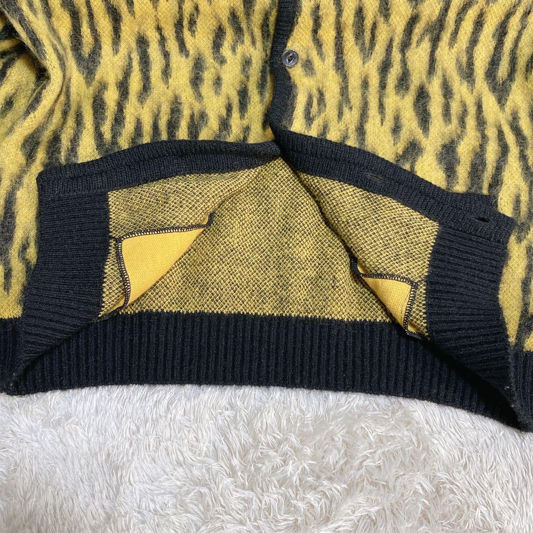 希少　完売品　ワコマリア　モヘア　カーディガン　レオパード　イエロー　Ｍ　メンズ