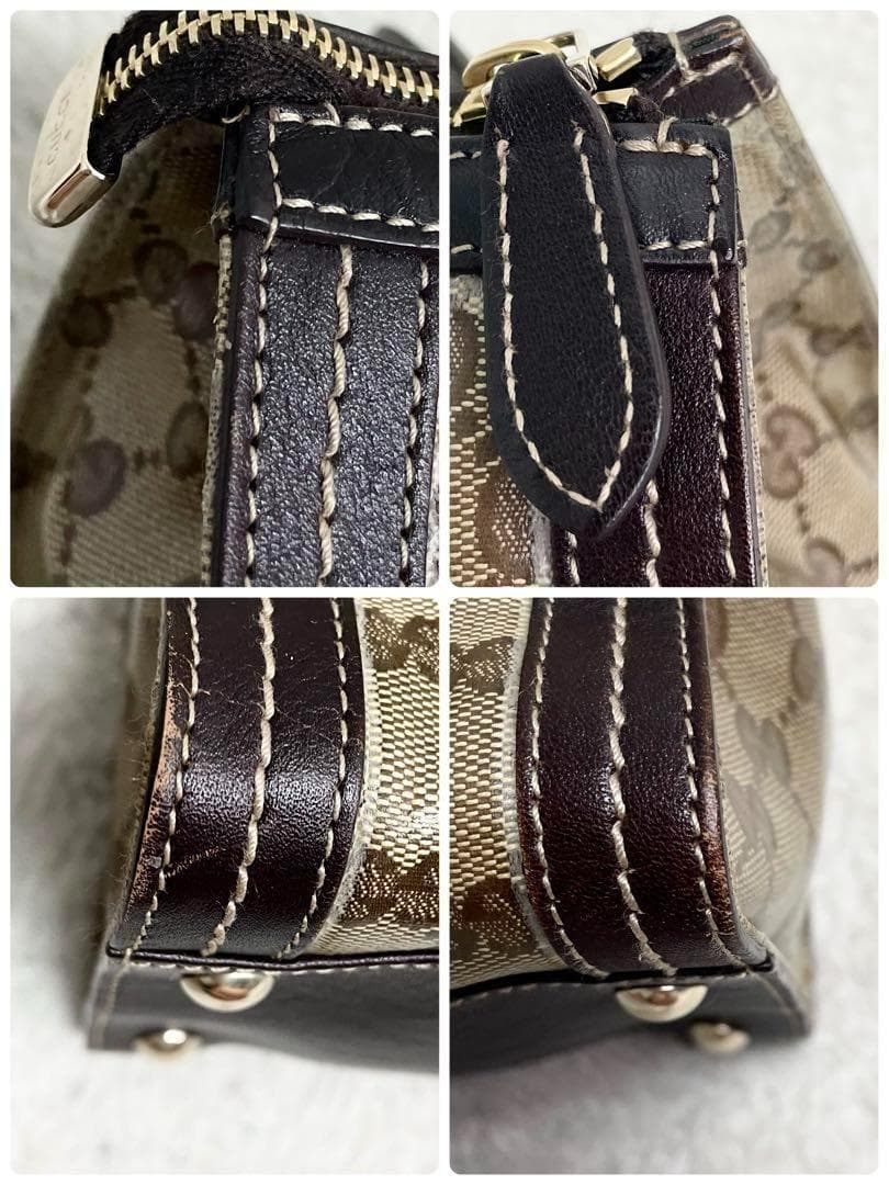 グッチ ドゥケッサ ミニボストン GGクリスタル GG柄 金具 ヒステリア 茶色