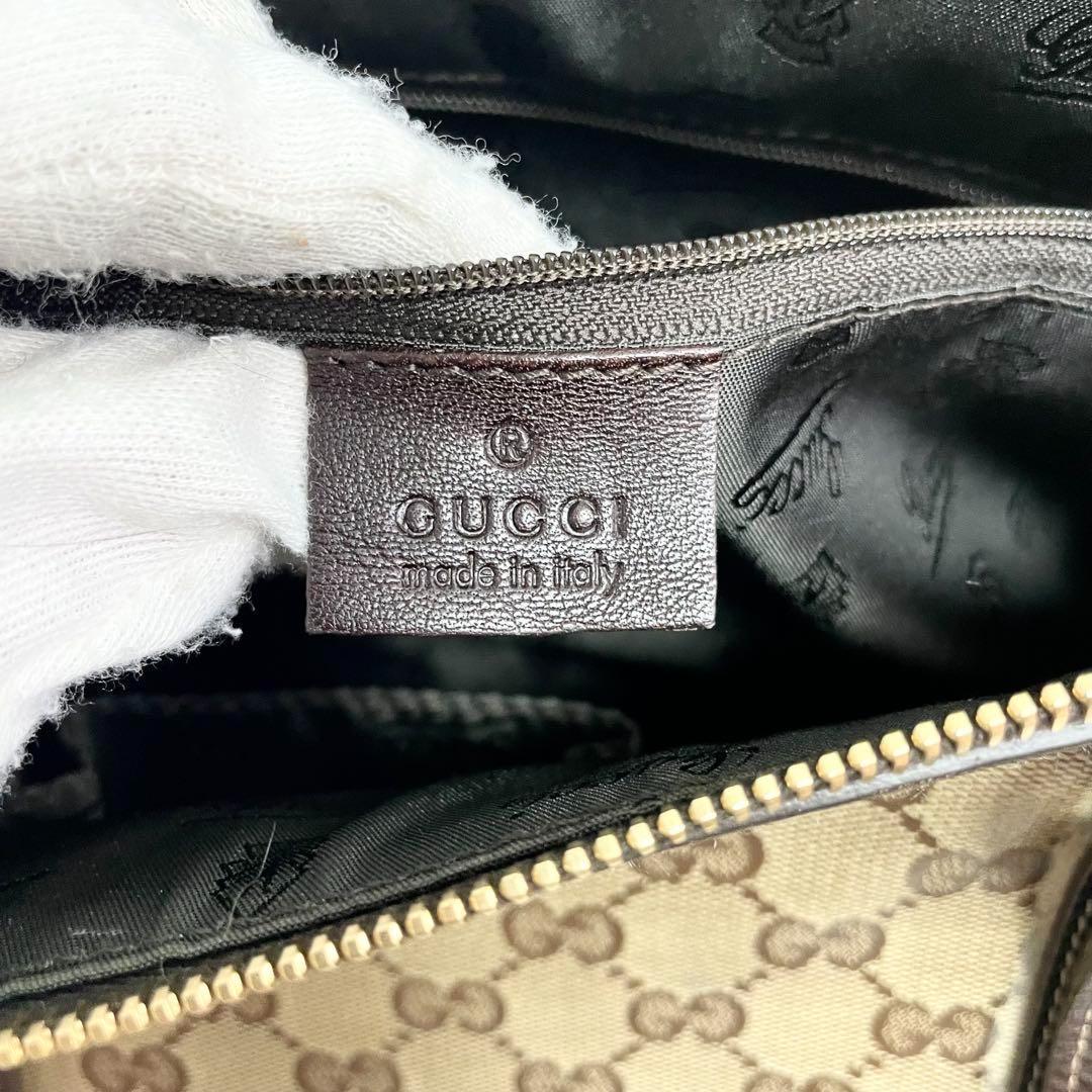 グッチ ドゥケッサ ミニボストン GGクリスタル GG柄 金具 ヒステリア 茶色