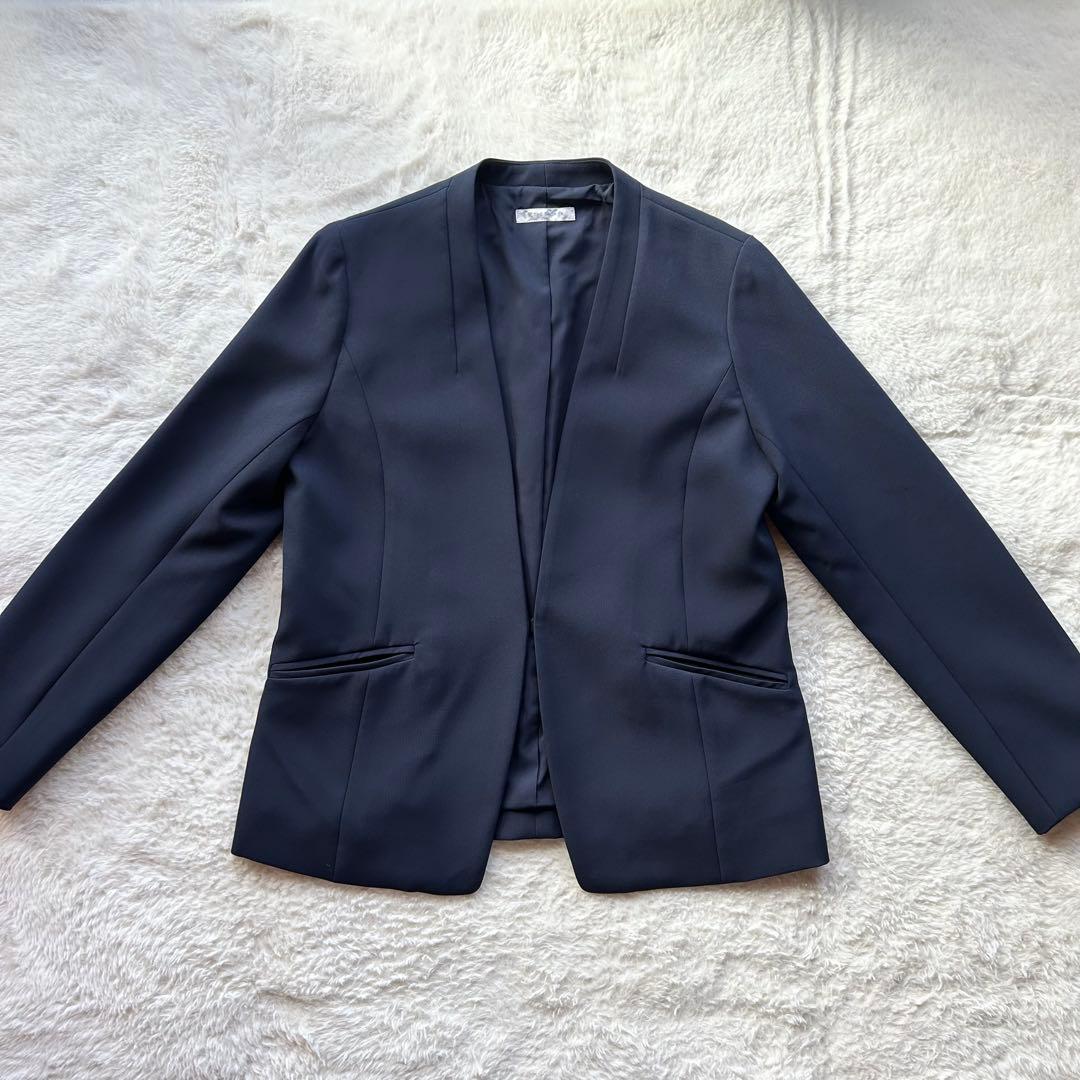 美品✨️ THE SHOP TK パンツスーツ ノーカラー ネイビー フォーマル