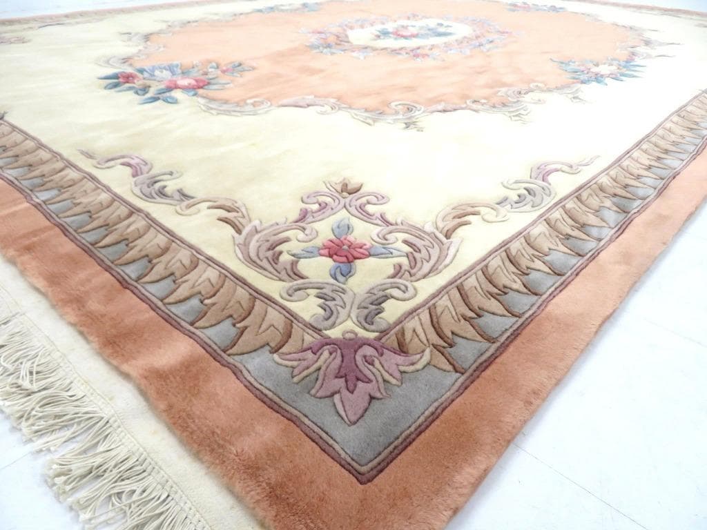 未使用品　中国段通　ウール　肉厚　大判　カーペット　絨毯　ラグ　和モダン