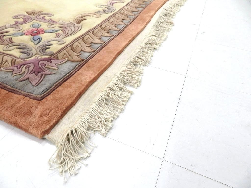 未使用品　中国段通　ウール　肉厚　大判　カーペット　絨毯　ラグ　和モダン