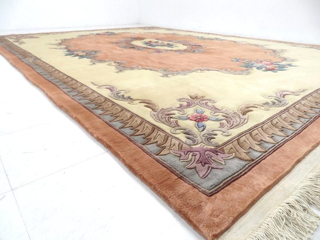 未使用品　中国段通　ウール　肉厚　大判　カーペット　絨毯　ラグ　和モダン