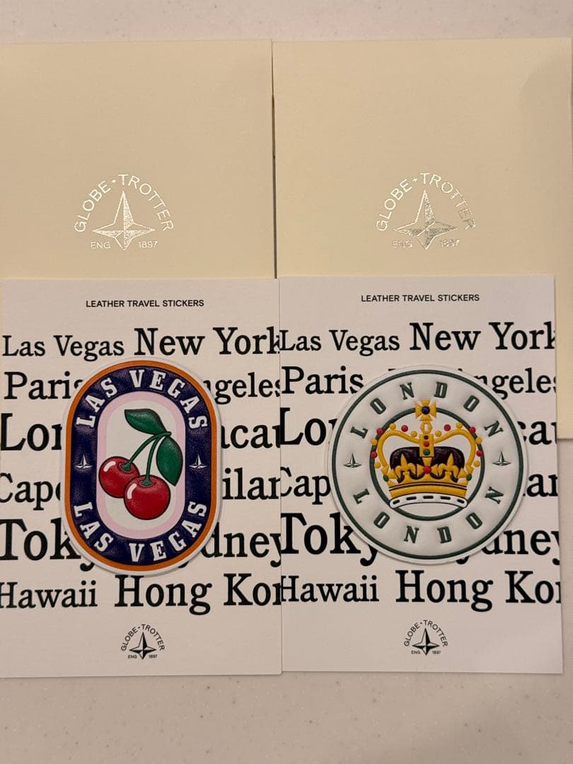 新品　グローブトロッター　レザーステッカー　 Vegas，London 2枚