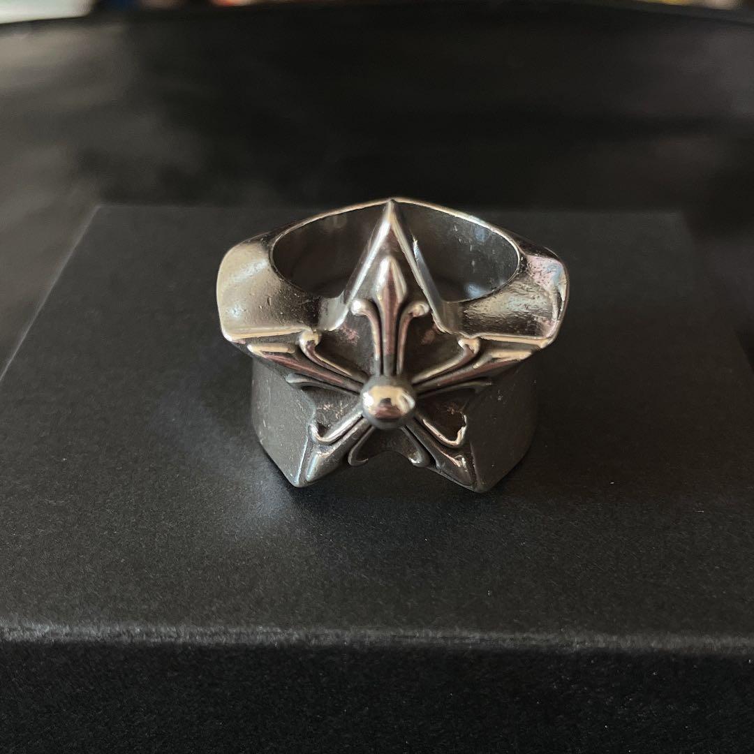 ノーブランド　クロス　スター　五芒星　指輪　リング　silver９２５　１９号