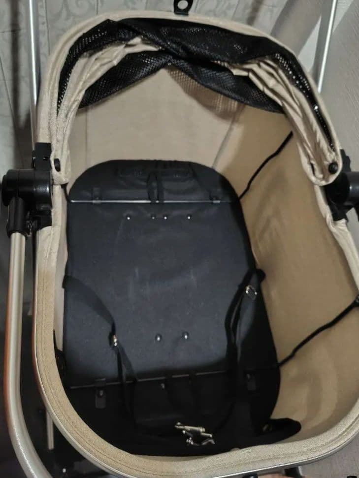 期間限定価格　bow＆mew　分離　自立　ペットカート　ベージュ　クッション付