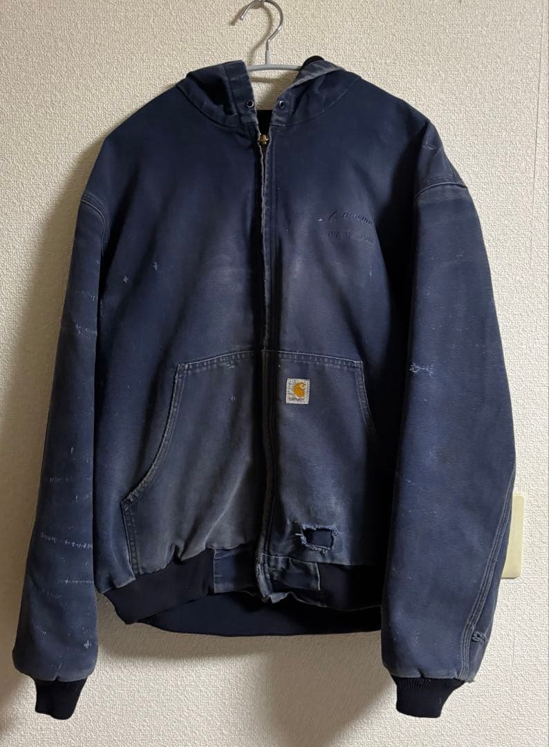 Carhartt アクティブジャケット ネイビー　フェード ボロ　USA製　L