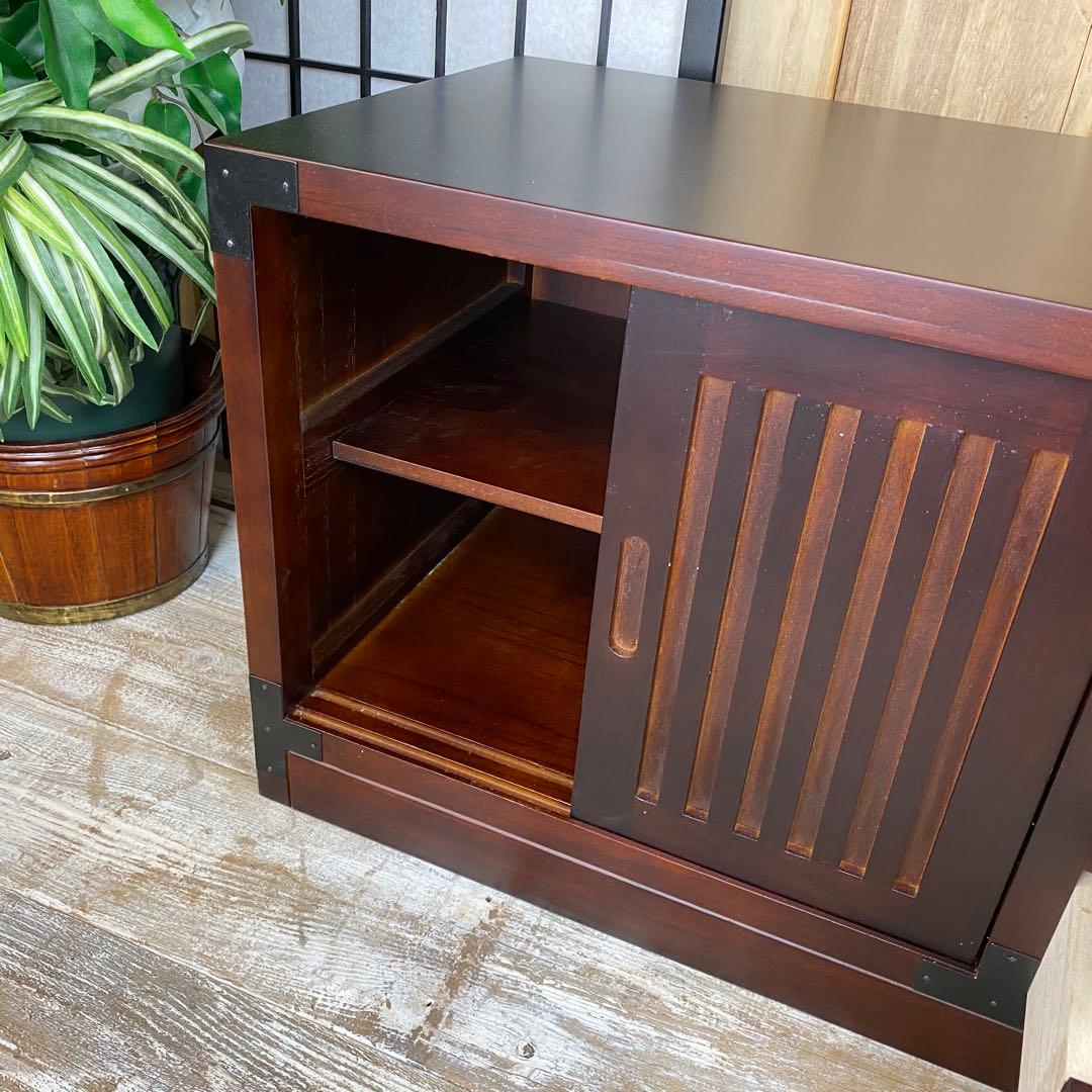 民芸家具引き戸付きタンスチェスト2点セット木製桐材天然無垢飾り棚収納家具和箪笥