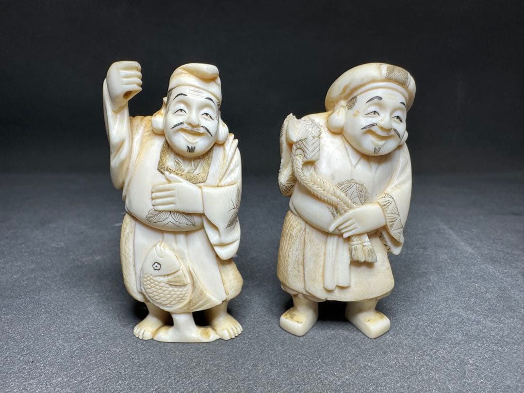 極上　えびす様　天然素材　置物　飾り物　古美術品　 細密細工　仏像 仏教