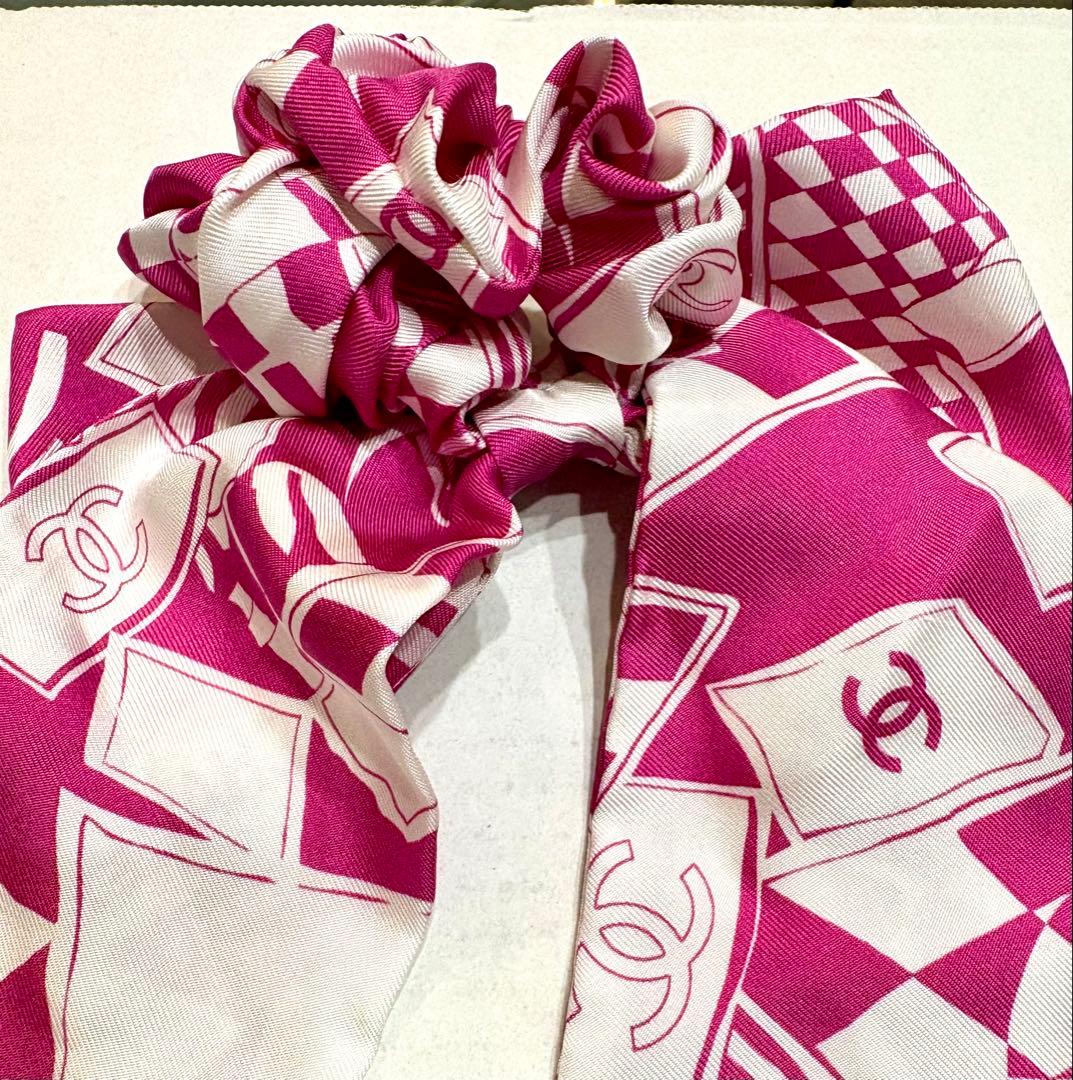 良品☆シャネル　シュシュ　ココマーク ロゴ23Cクルーズコレクション リボン