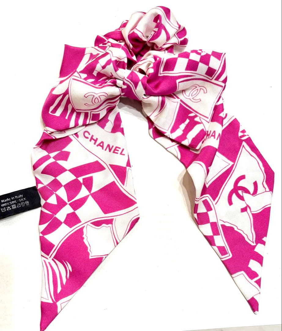 良品☆シャネル　シュシュ　ココマーク ロゴ23Cクルーズコレクション リボン