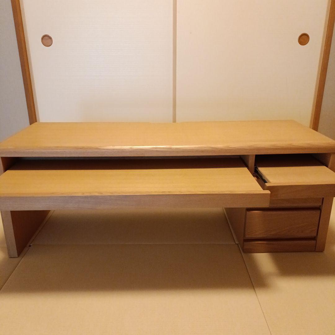 天然木PCデスク 引き出し付き