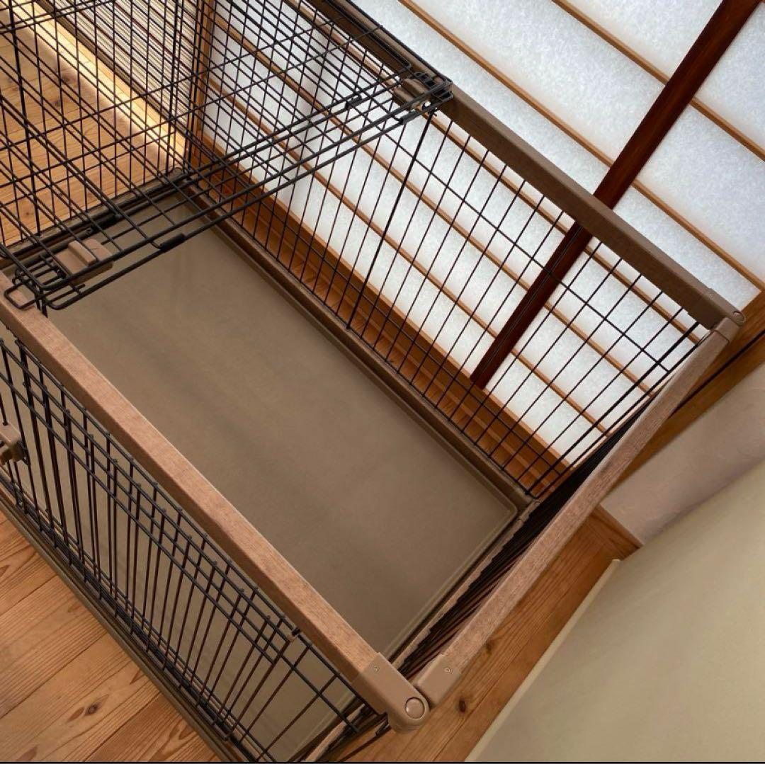 【美品】アイリスオーヤマ 犬 サークル ウッディサークル ブラウン