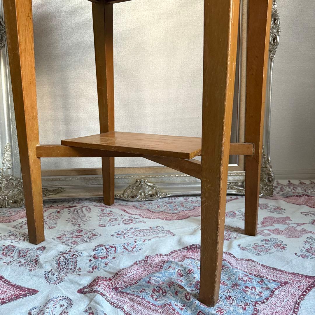 ビンテージ　昭和レトロ　サイドテーブル　花台　古道具　家具　店舗什器　木製