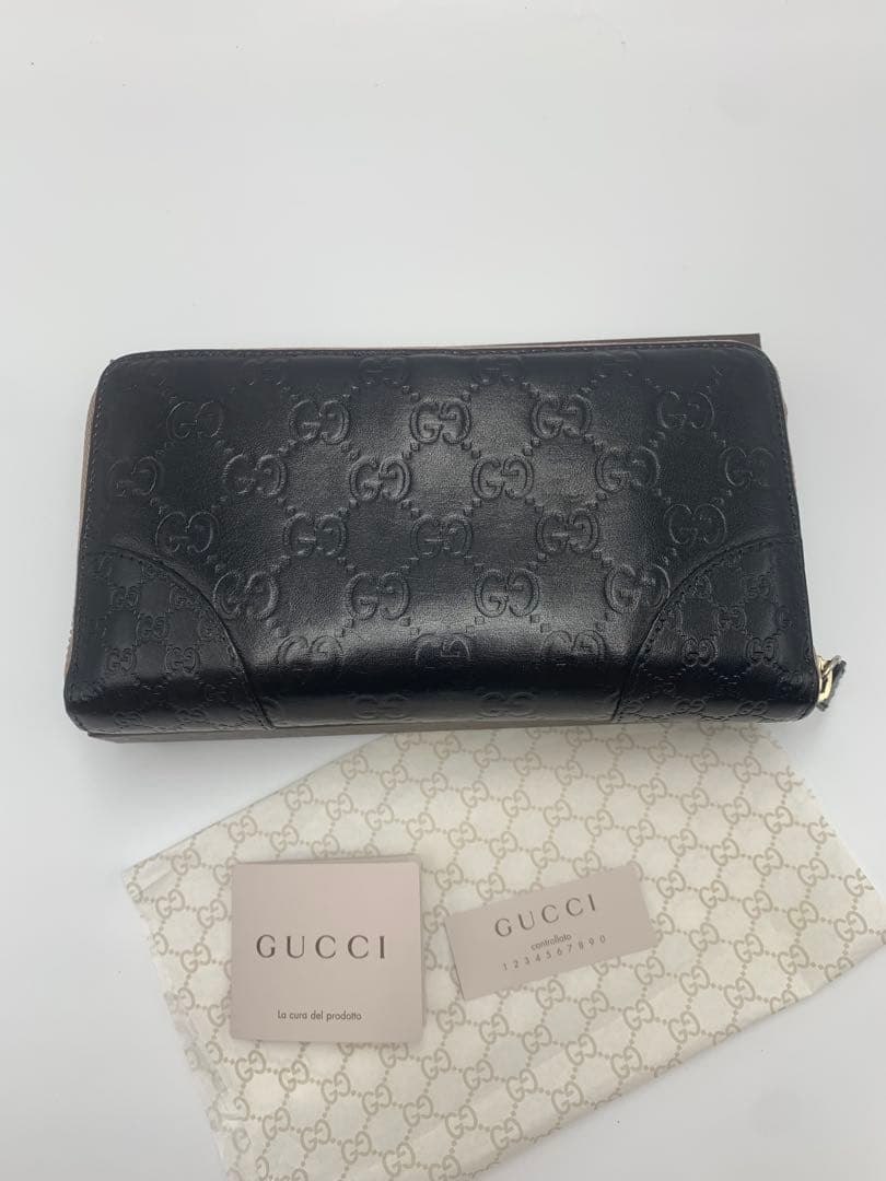 グッチ　GUCCI 財布　長財布　シマレザー　ラウンドファスナー
