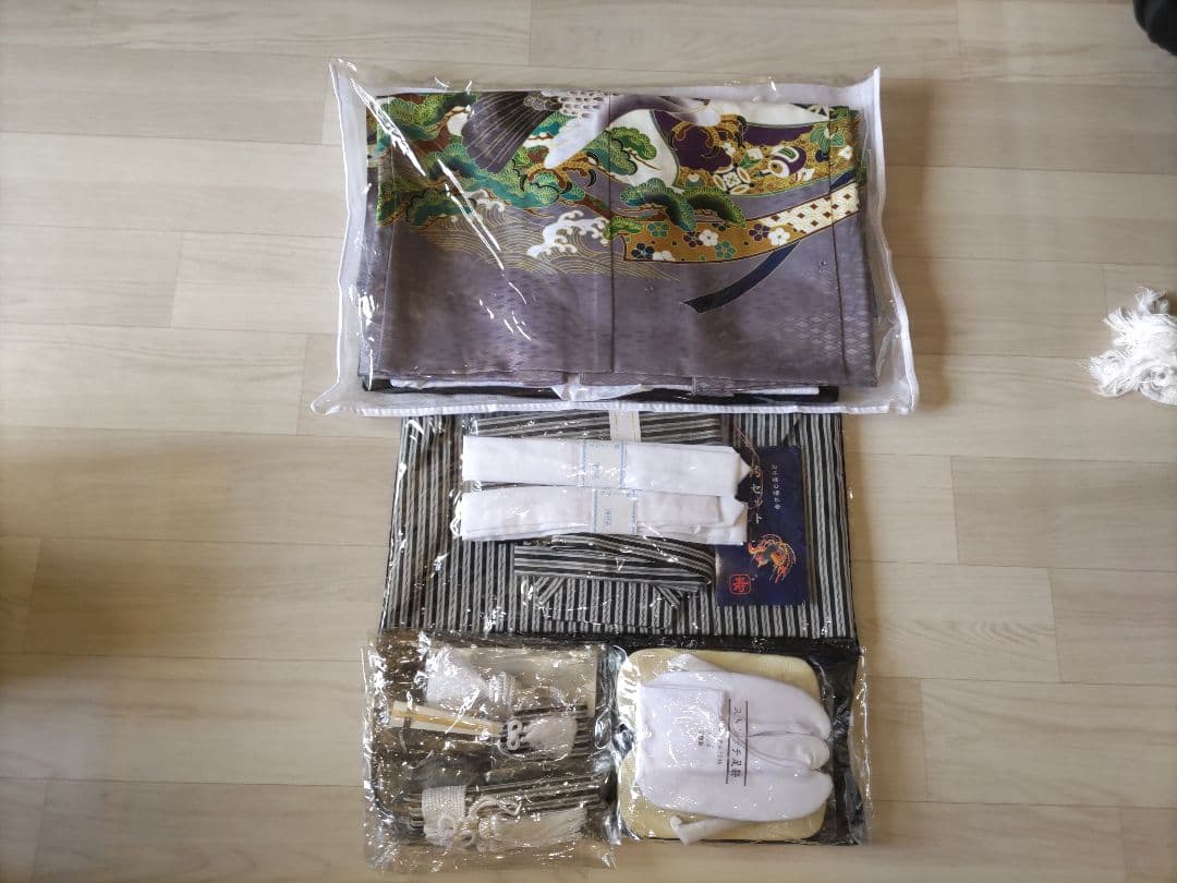 着物セット 鷹兜松 黒縞袴) 七五三 着物 男の子 フルセット 5歳