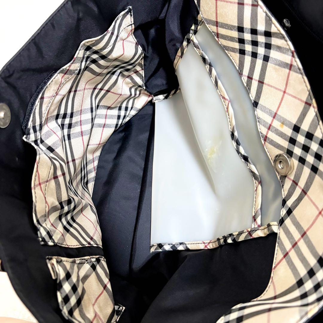バーバリー　ノバチェック　トートバッグ　マザーズバッグ　黒　大容量　肩掛け