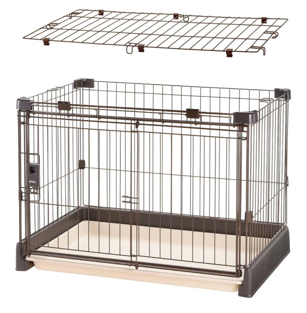 Richell 犬用ケージ 90-60 前面パネル開放　屋根付き