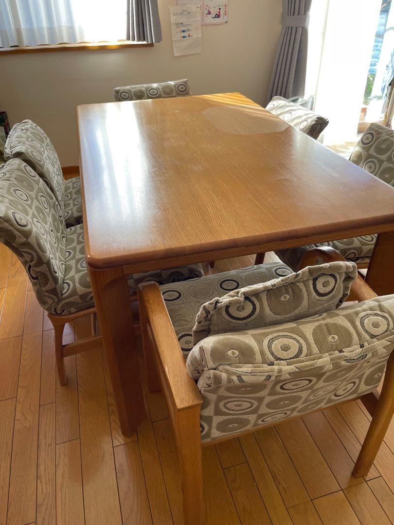 日進木工製ダイニングテーブルと椅子6脚セット　1/20廃棄予定