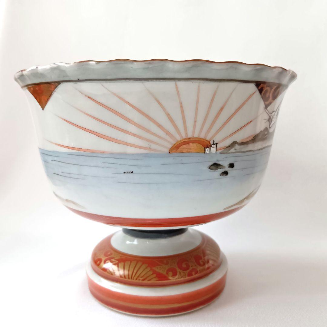 美品 九谷焼 盃洗 酒器 赤絵金彩 赤九谷 陶磁器 明治時代