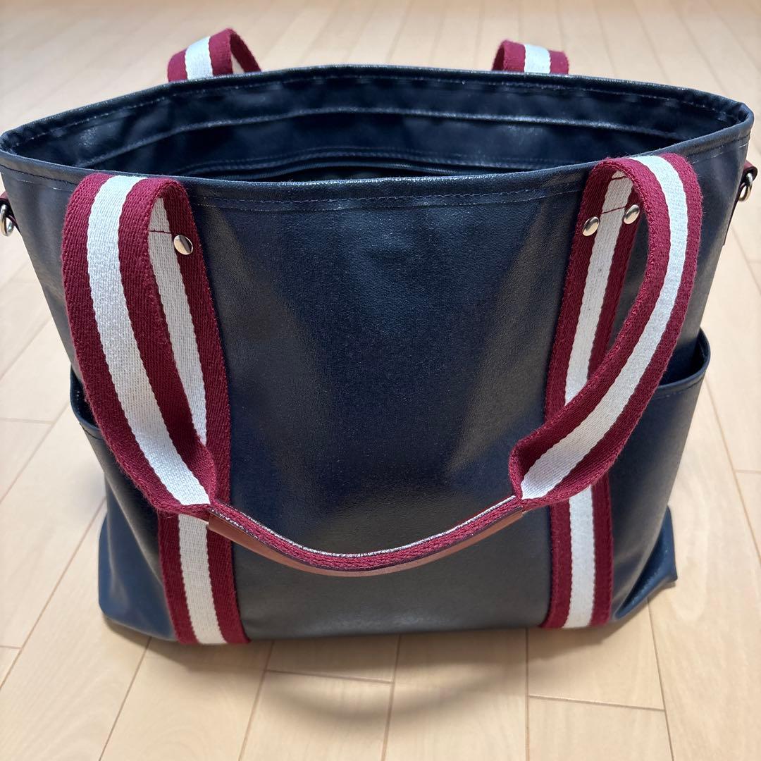 早い者勝ち！森野帆布トートバッグ ネイビー/レッド