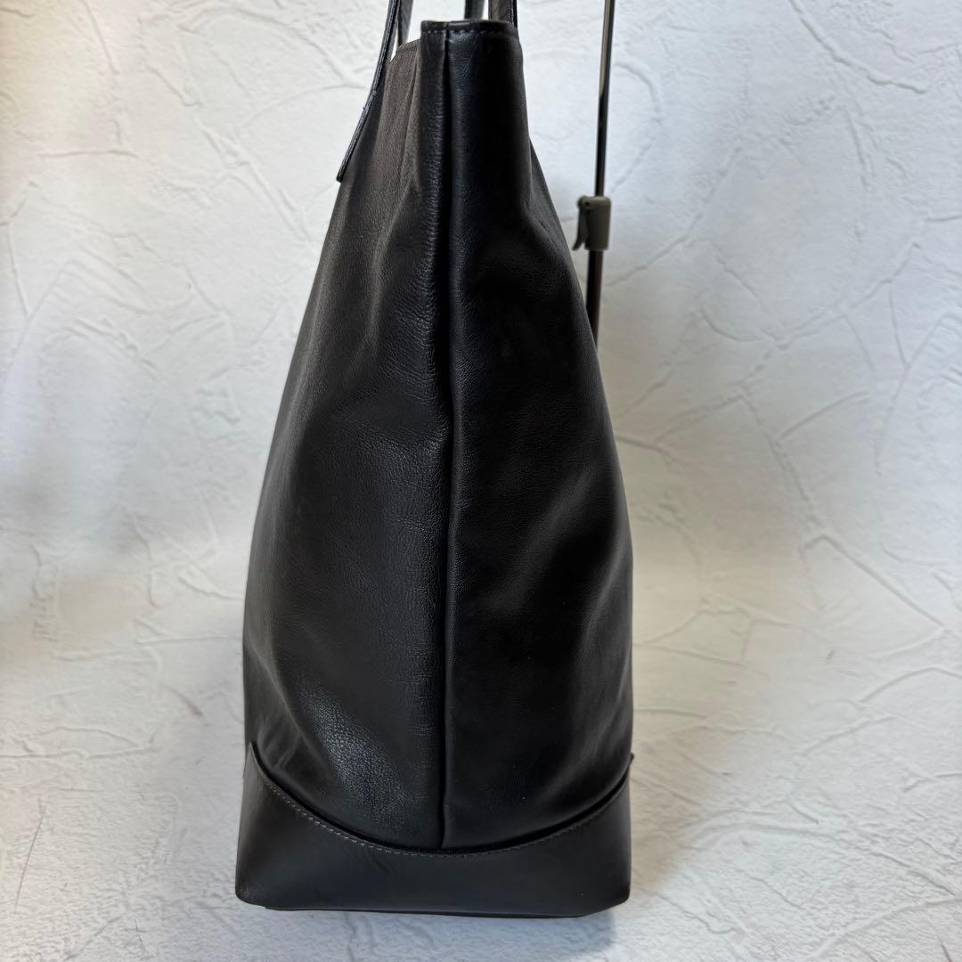 【A4収納可】マーガレットハウエル トートバッグ 本革 ブラック 肩掛け可