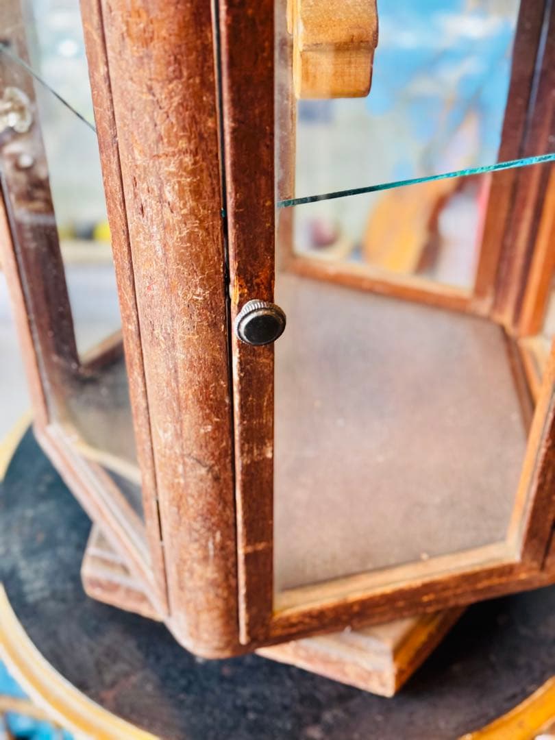 木製五角形ショーケース アンティーク