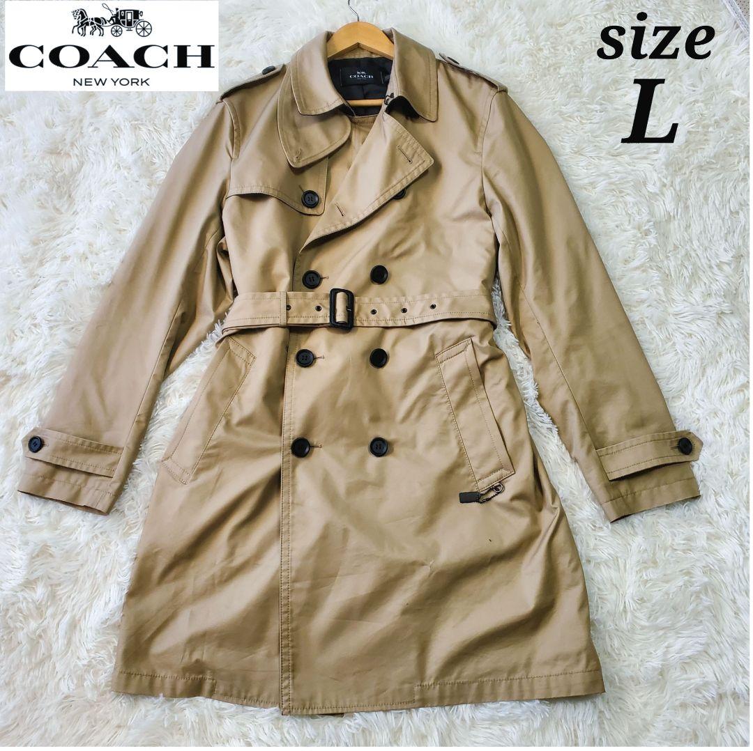 COACH コーチ トレンチコート ロング 比翼仕立て 大きいサイズ メンズ L