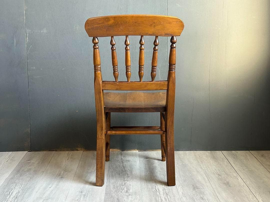 希少　アンティーク　シンプル　無垢材チェア　スポークチェア　ヴィンテージ　IZ