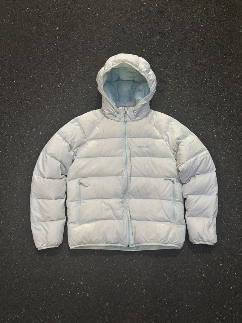 mont-bell フード付きダウンジャケット ホワイト ネージュダウン