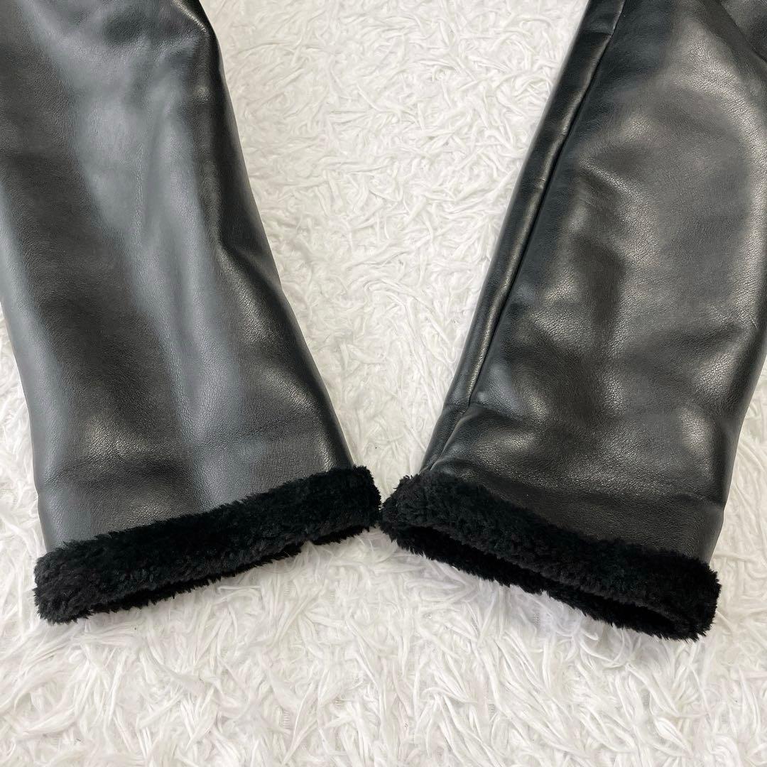 極美品✨大きいサイズ6✨ICB ボアレザージャケット フェイクレザー ブラック