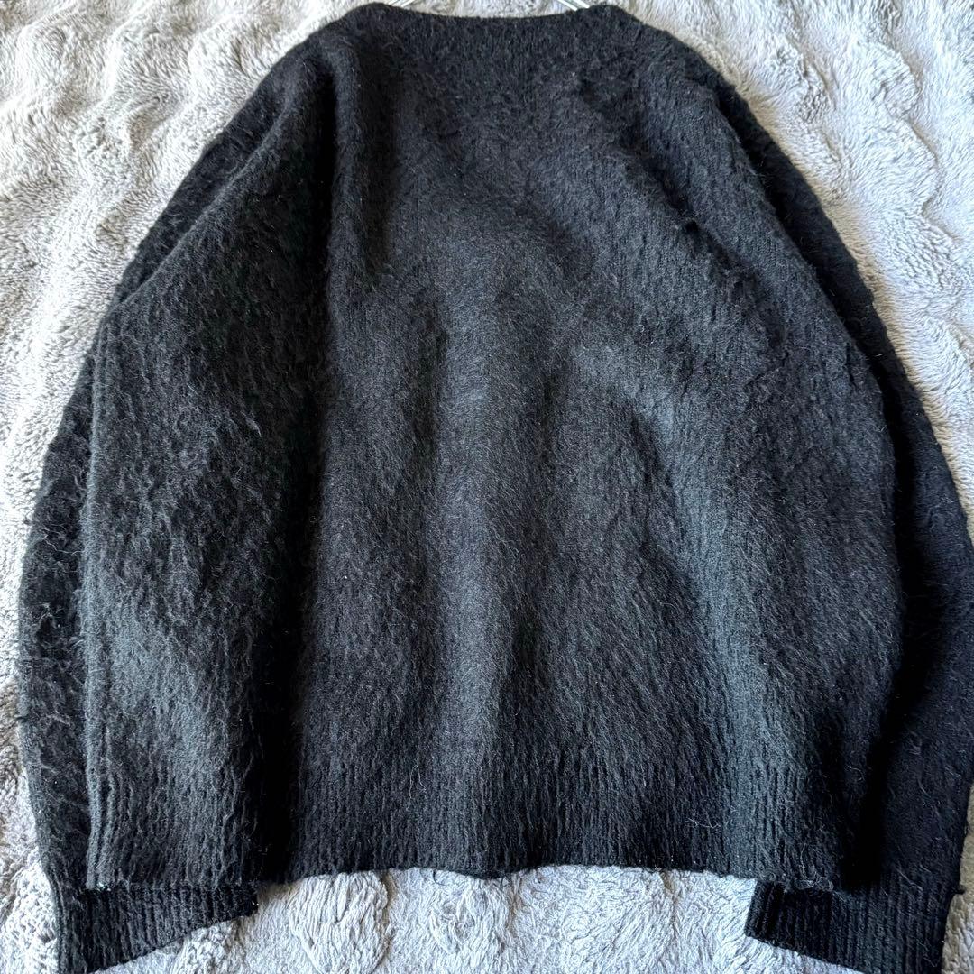 BEAMS モヘヤ混 シャギーニットカーディガン Lサイズ ブラック ビームス