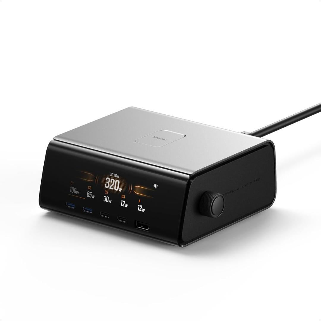 729 EcoFlowRAPIDPro320WGaN急速充電器５ポート/6台台