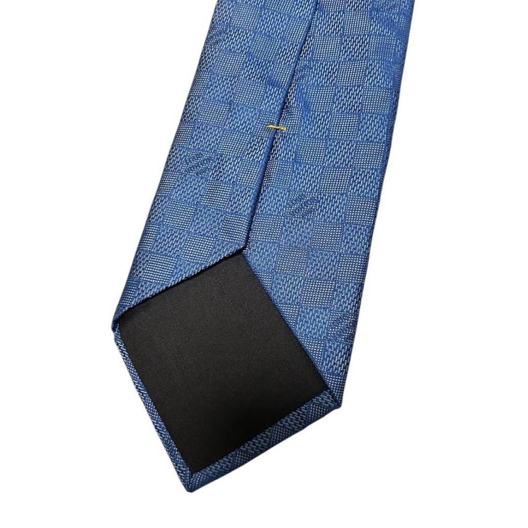 極美品　Louis Vuitton ダミエクラシック　ブルー　　ネクタイ　肉厚