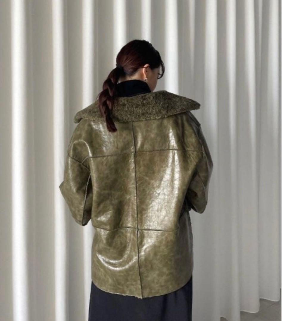 Ameri ムートン風ボアジャケット Mサイズ カーキ