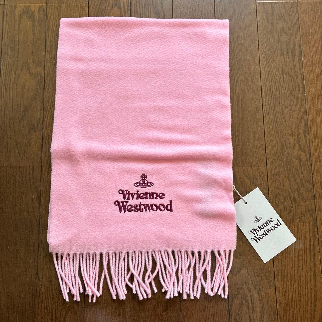 【未使用品】ヴィヴィアンウエストウッド オーブ 刺繍 マフラー ピンク