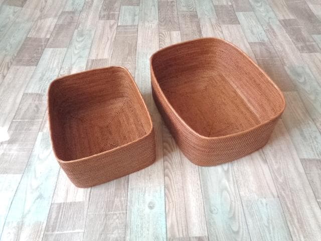2種類セット●B5＆A4丸み有長方形ケース●無地●アタ●バリ島●1024.4